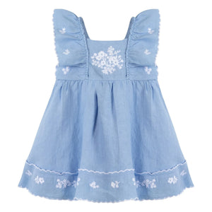 Tartine et Chocolat - Besticktes Feston Kleid | Azurblau
