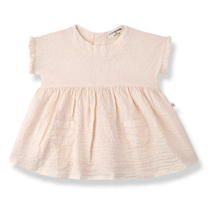 1+ in the family - Troya Seersucker Kleid | Beige-Rosa