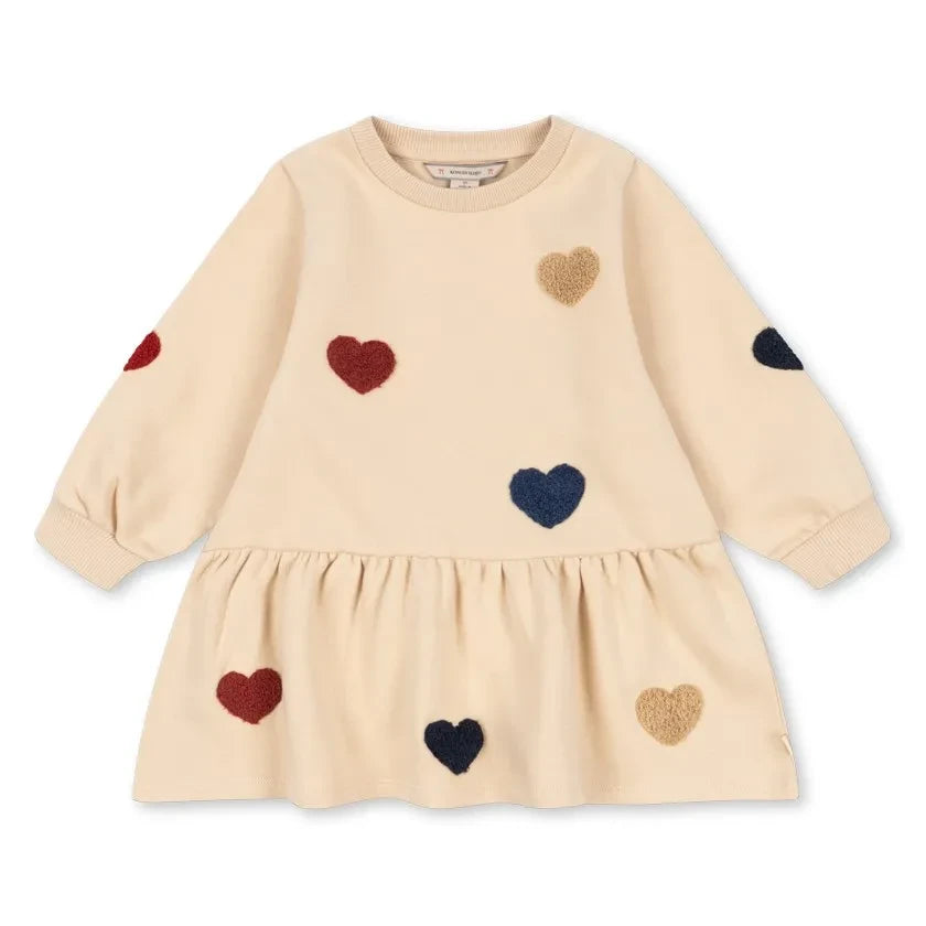 Konges Sløjd - Vestido de algodón orgánico Lou Hearts | Beige