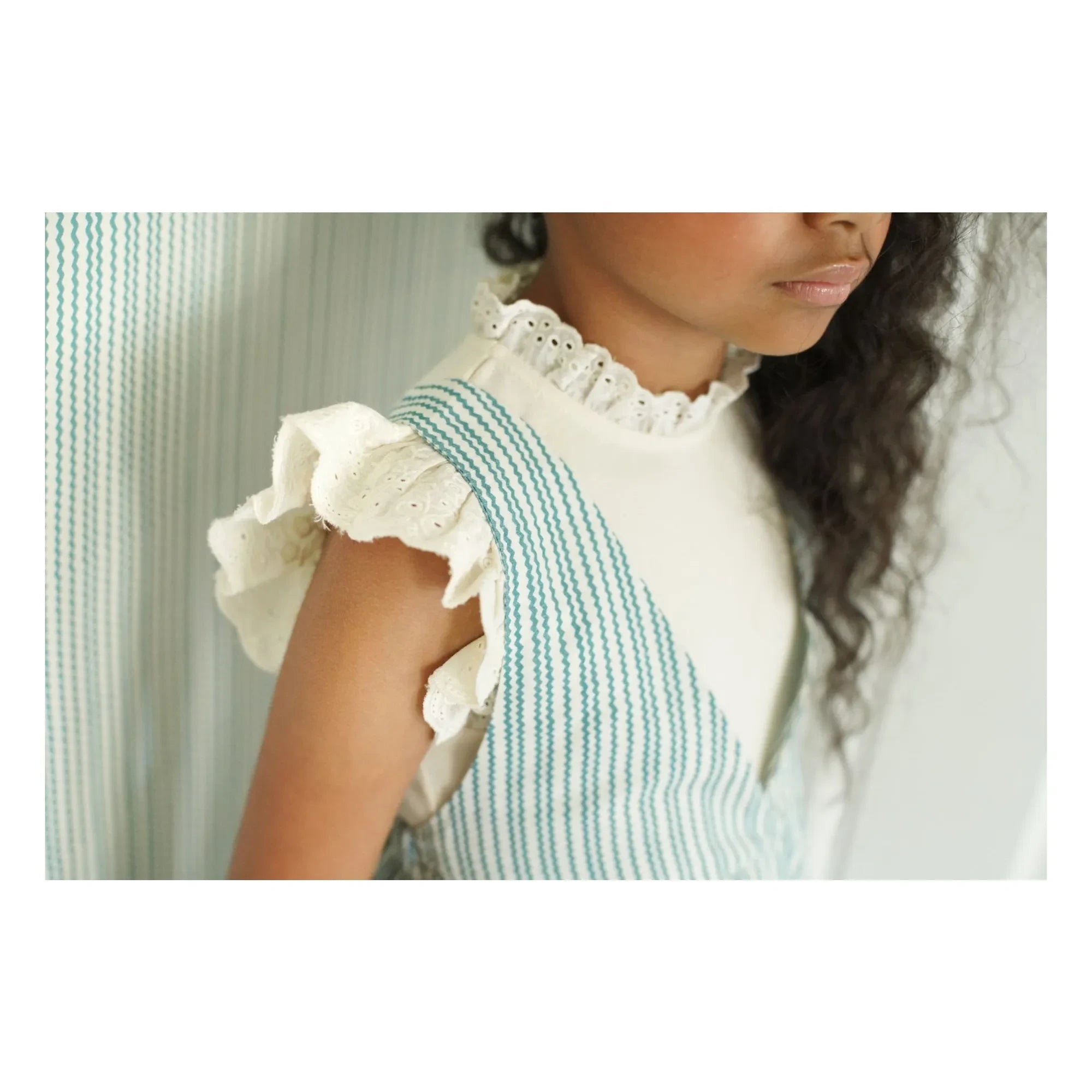 Soor Ploom - Pointelle Eyelet organik pamuklu Tişört | Bej pembe