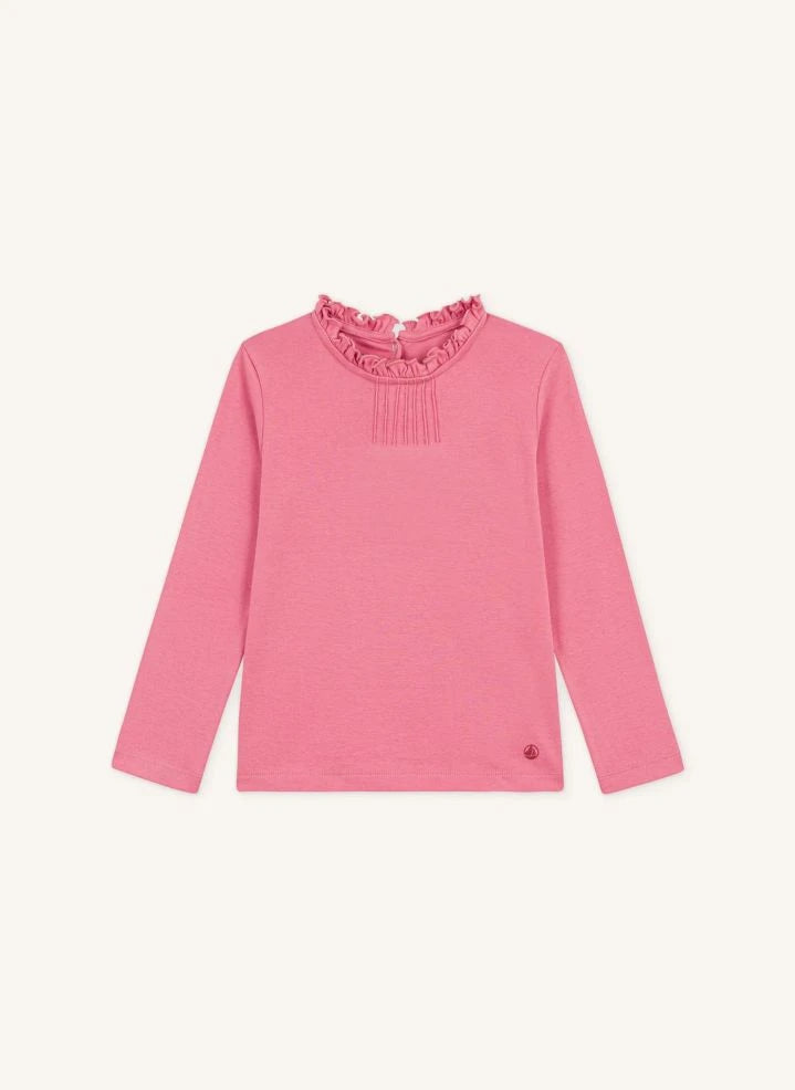 Petit Bateau - Organik pamuklu yakalı T-shirt | Pembe