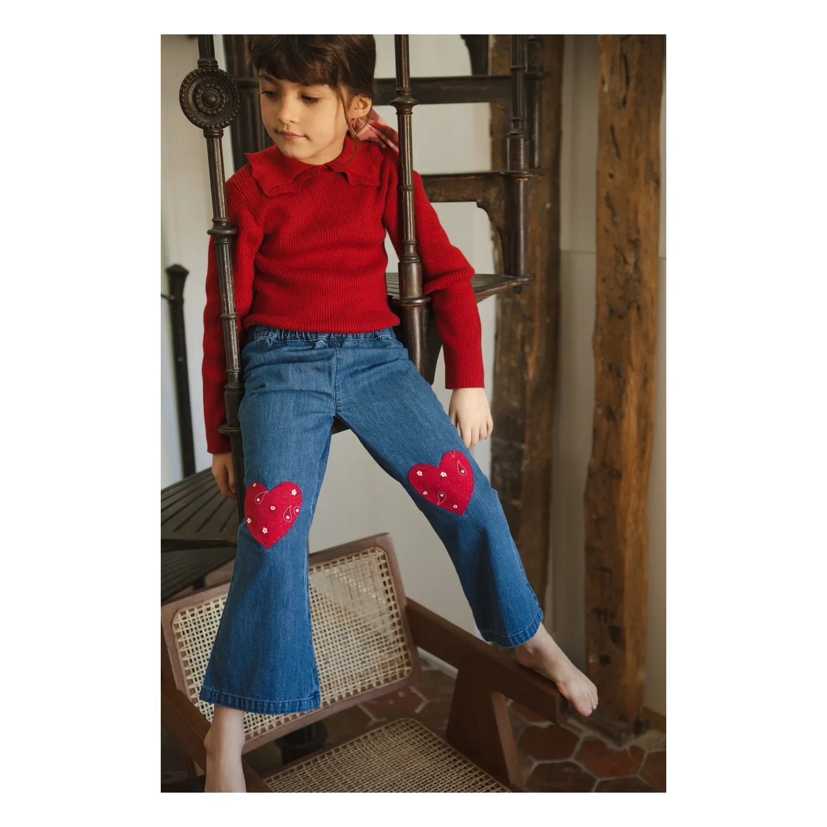 Louis Louise - Alinou Peter-Pan-Kragen Pullover | Rot