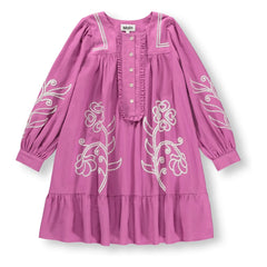 Molo - Vestido Crelo de Algodón Orgánico con Botones Estampado Floral | Morado