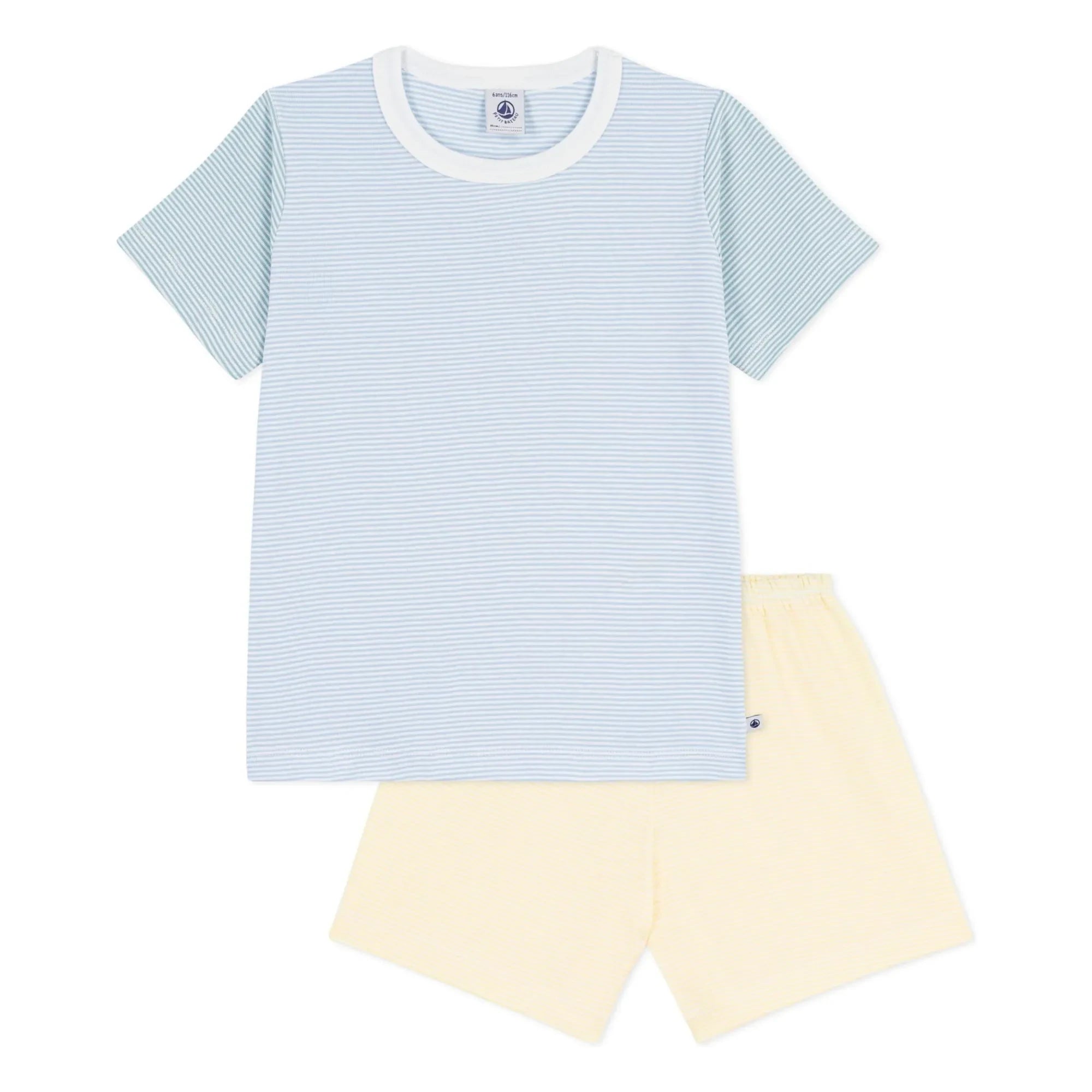 Petit Bateau - Milleraies Renk Bloklu Çizgili Pijama Şortu | Mavi