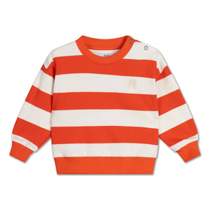 Sudadera de algodón orgánico a rayas Cozydrop de Repose AMS | Naranja