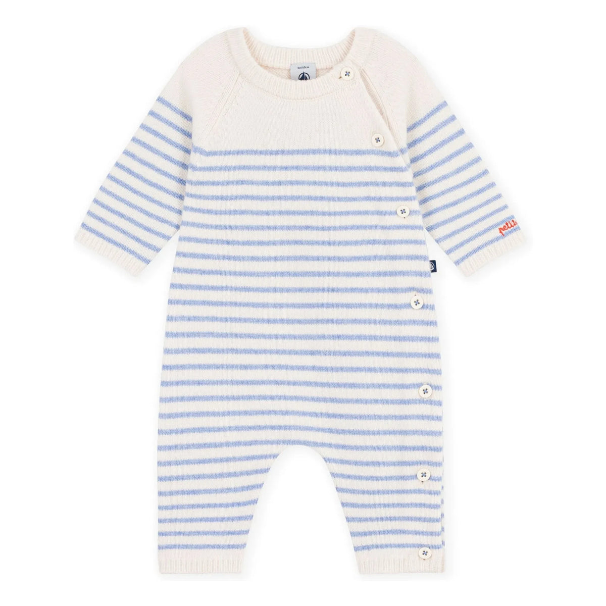 Petit Bateau - Çizgili Yün Tulum | Ecru