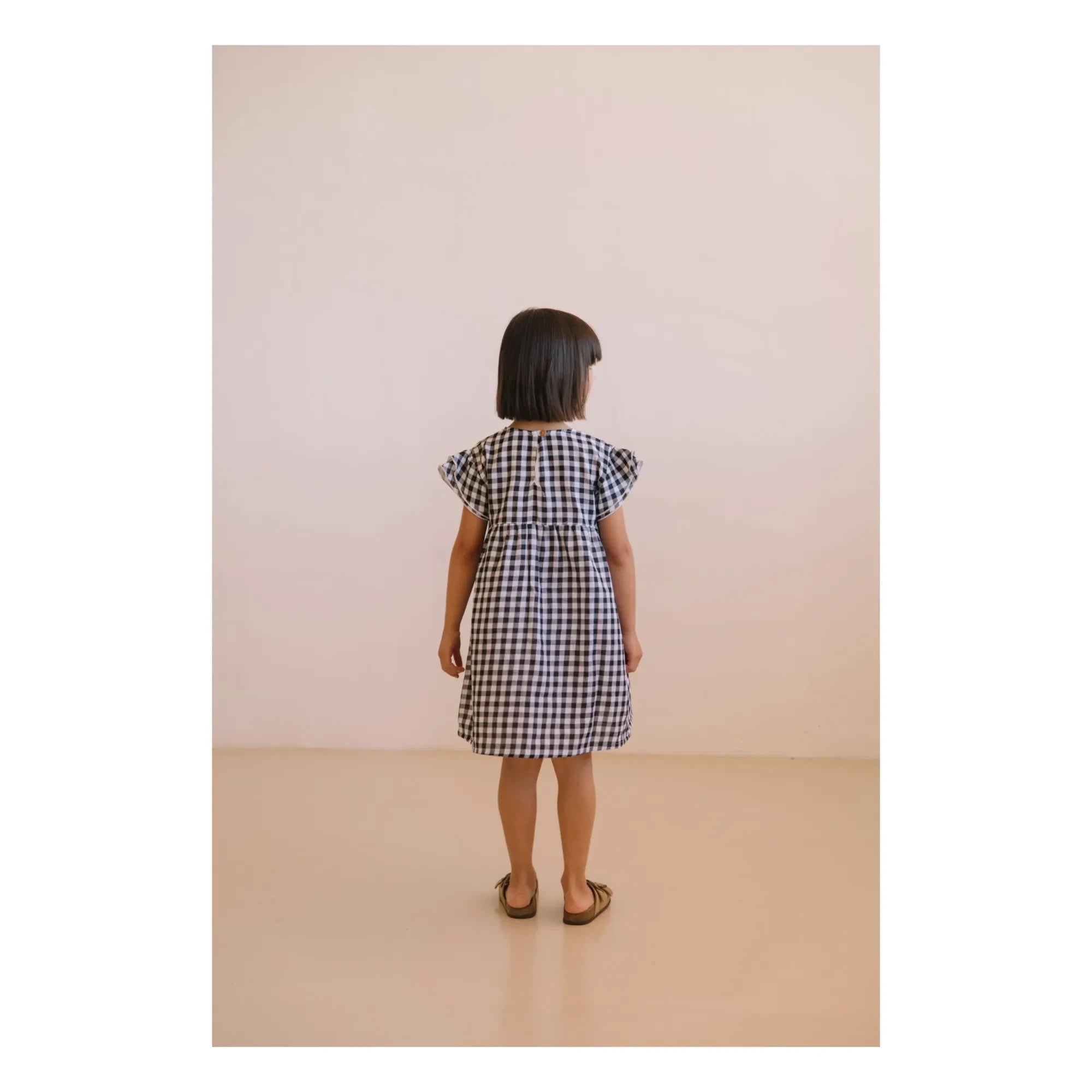 Studio Bohème - Cousine Vichy Bio-Baumwoll-Musselin-Kleid | Schwarz