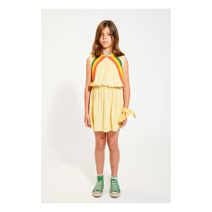 Piupiuchick - Organic Terry Striped Embroidered Dress | Sand