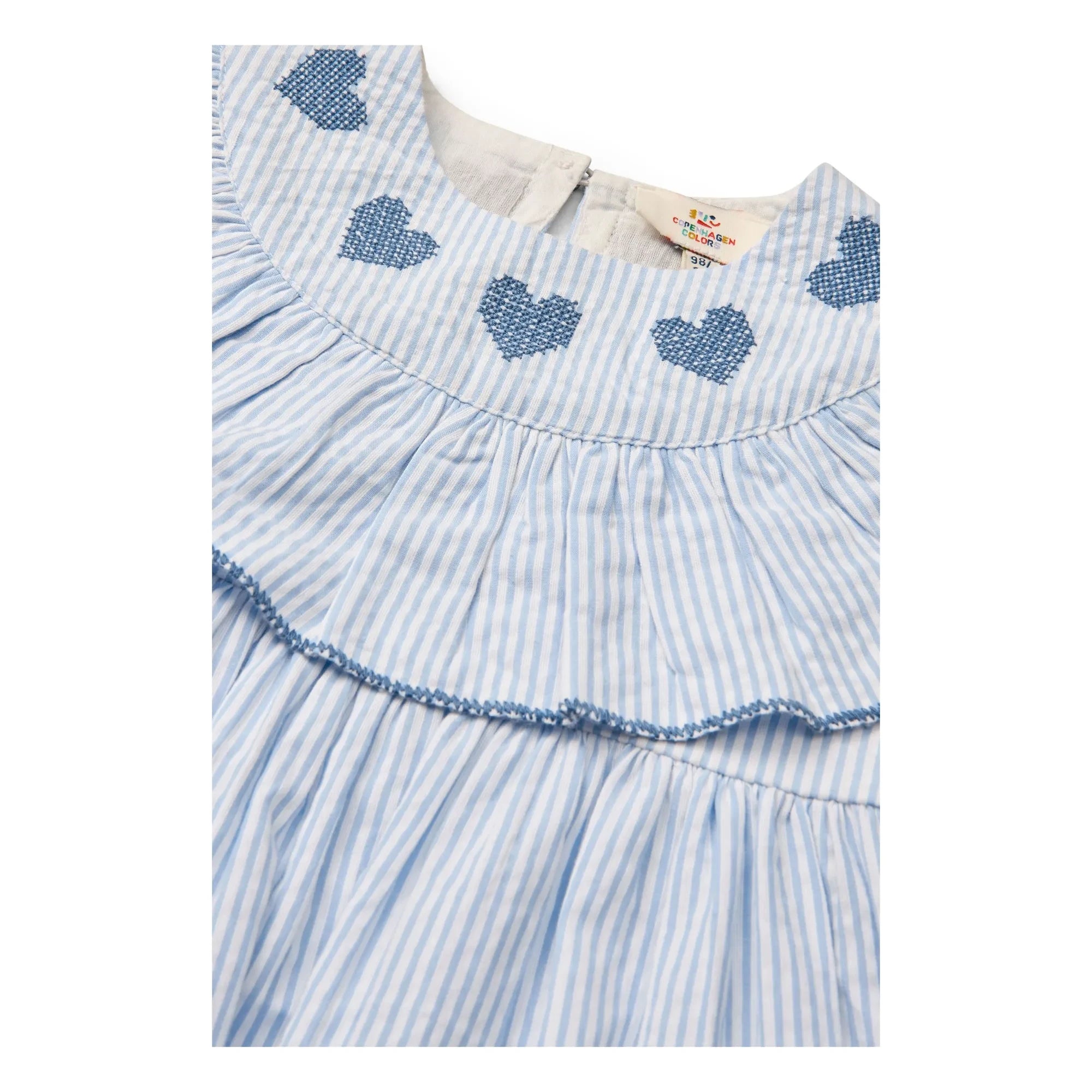 Copenhagen Colors - Striped Seersucker Organic Cotton Dress | Light Blue