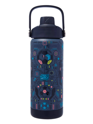 Smiggle - Power Play Botella de acero de 550 ml con pajita oculta