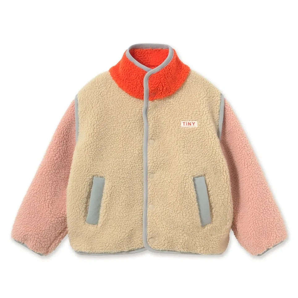 Tinycottons - Renk Bloklu Sherpa Tarzı Ceket | Pembe