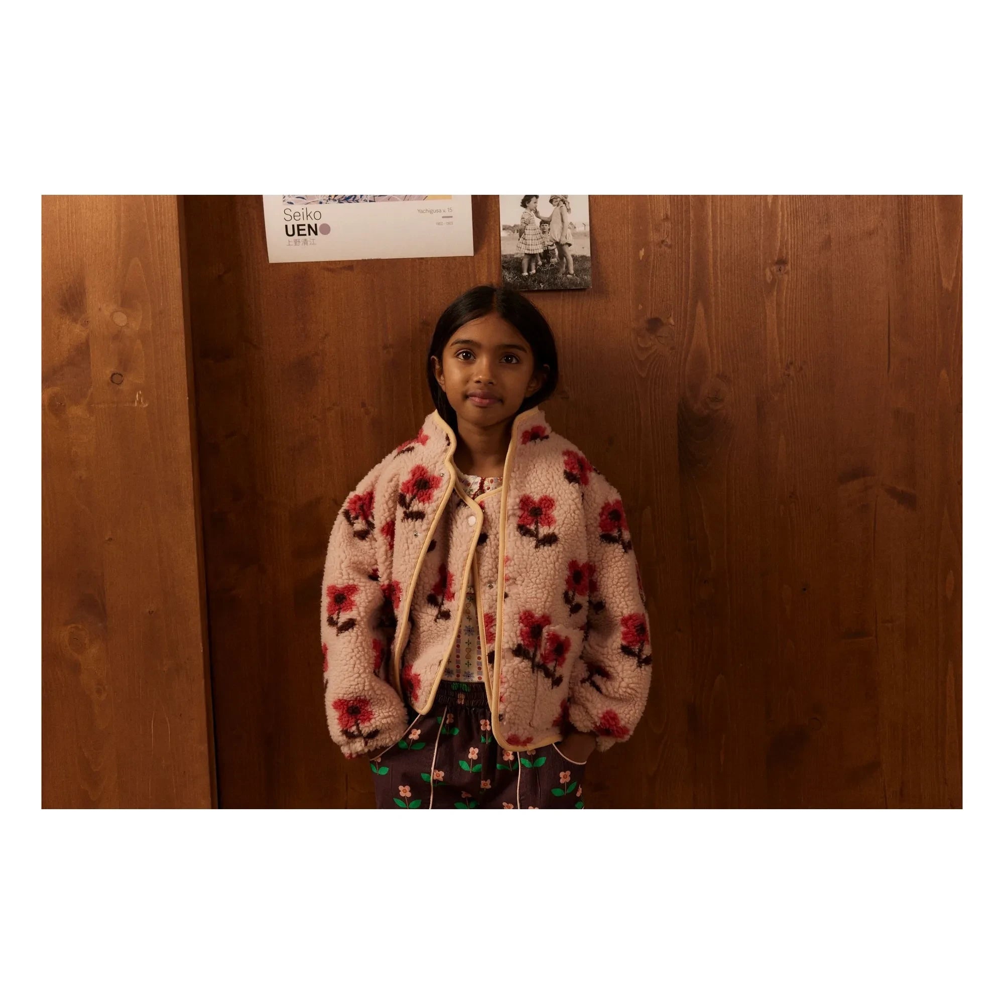 Hello Simone - Sherpa-Teddyjacke mit Blumenmuster | Rosa