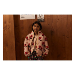 Hello Simone - Sherpa-Teddyjacke mit Blumenmuster | Rosa