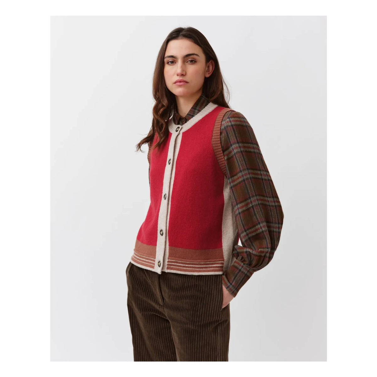Diega - Chaleco de lana merino Giamo | Rojo