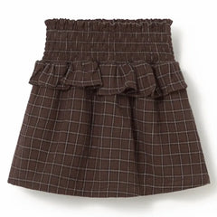 Cozmo - Organic cotton plaid Baia skirt | Dark Brown