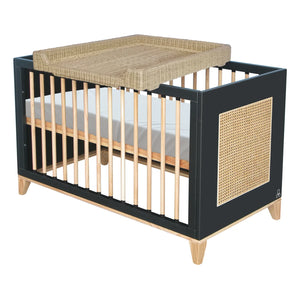 Théo - Nami Cedar and Wicker Weave Baby Bed 60x120cm | Black