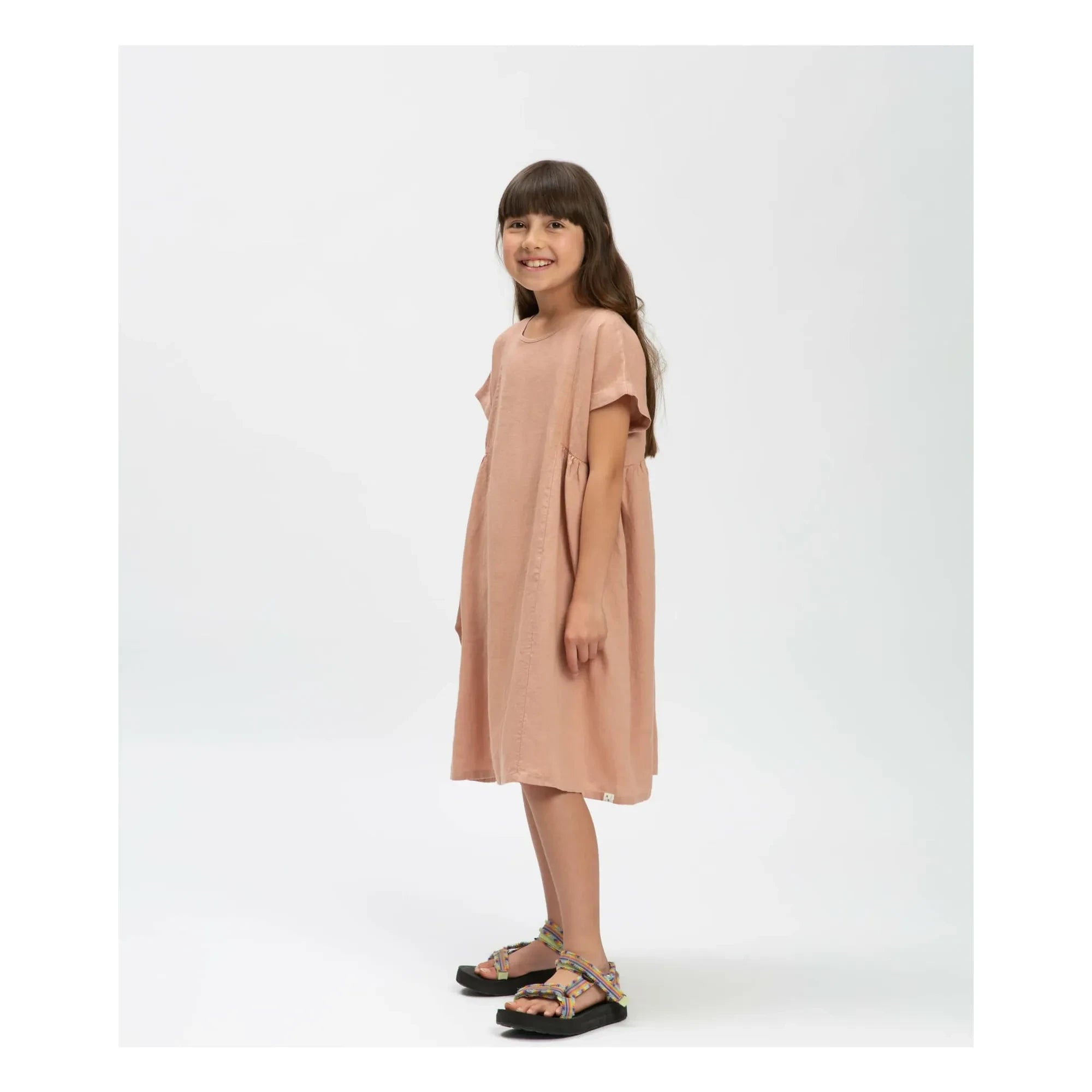 Matona - Vestido de lino | Rosa empolvado