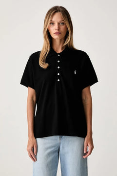 Camiseta de mujer de algodón con cuello Polo Ralph Lauren