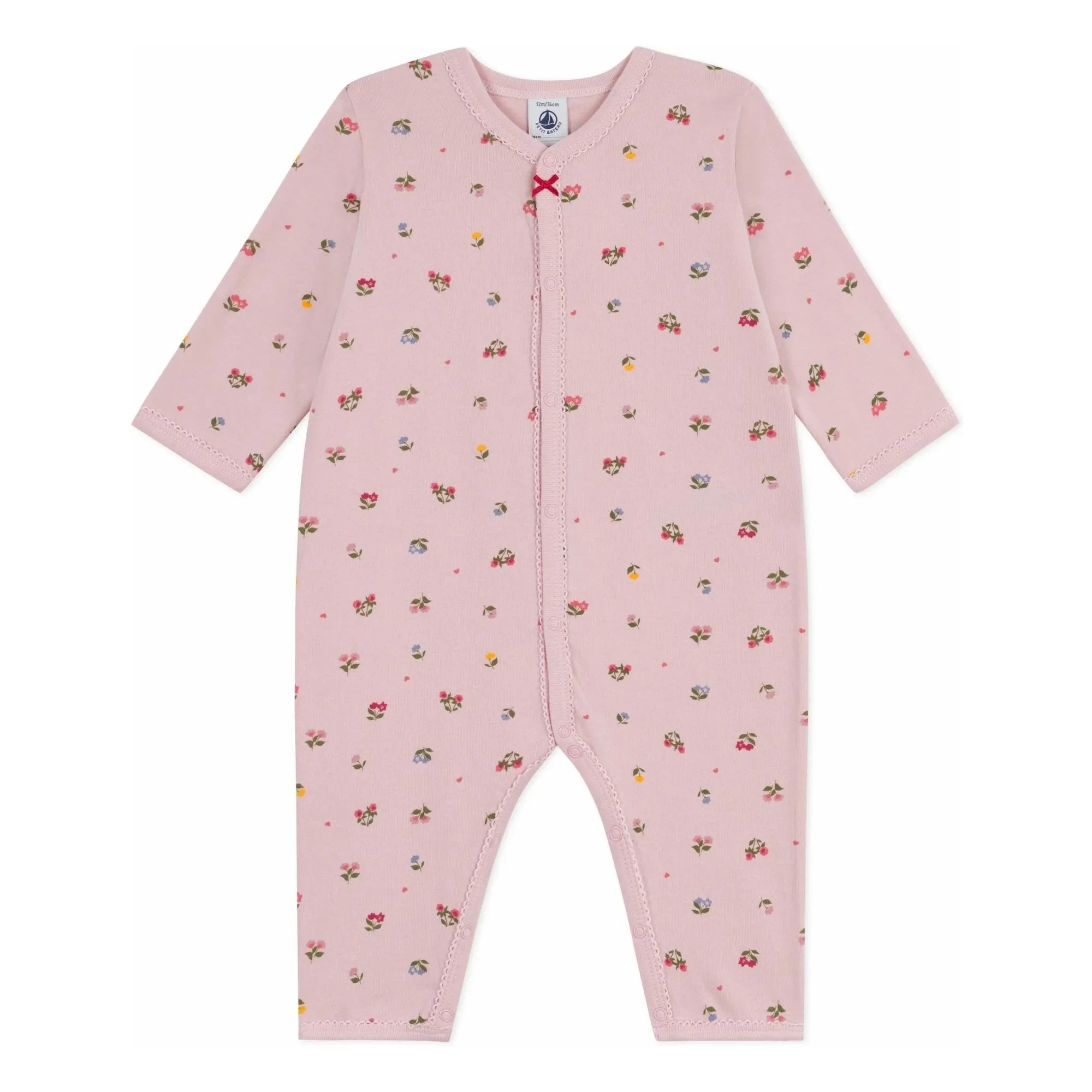 Petit Bateau - Pyjamas Dors Bien Çiçekli Organik Pamuk | Pudra Pembe