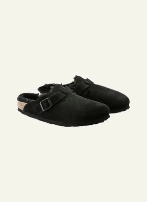 BIRKENSTOCK - Παντόφλες Boston με επένδυση από δέρμα προβάτου - Συλλογή ενηλίκων | Μαύρο