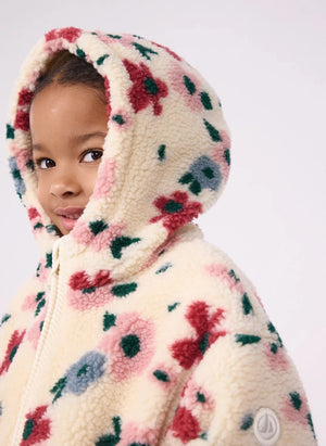 Petit Bateau - Çiçek Desenli Sherpa Ceket | Ecru