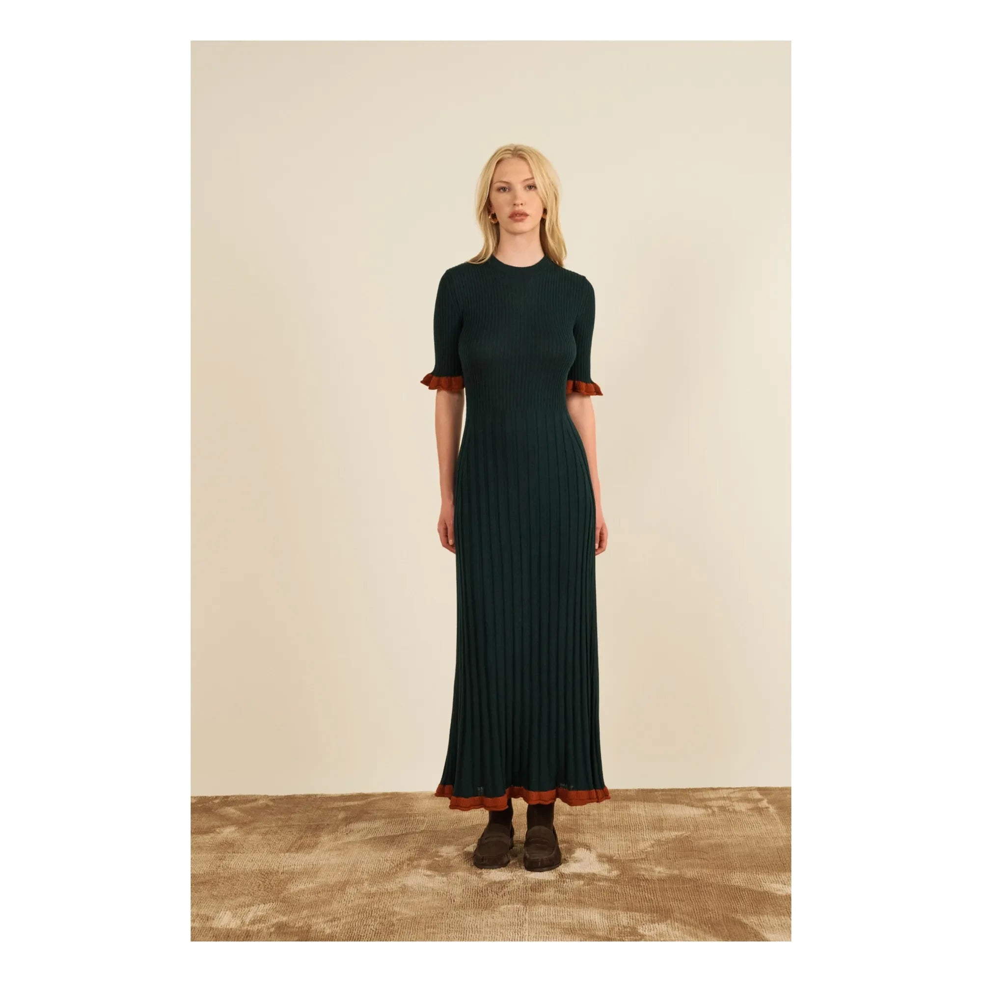 Maria de la Orden - Vestido de Lana Merino Extrafina Magda | Verde Oscuro