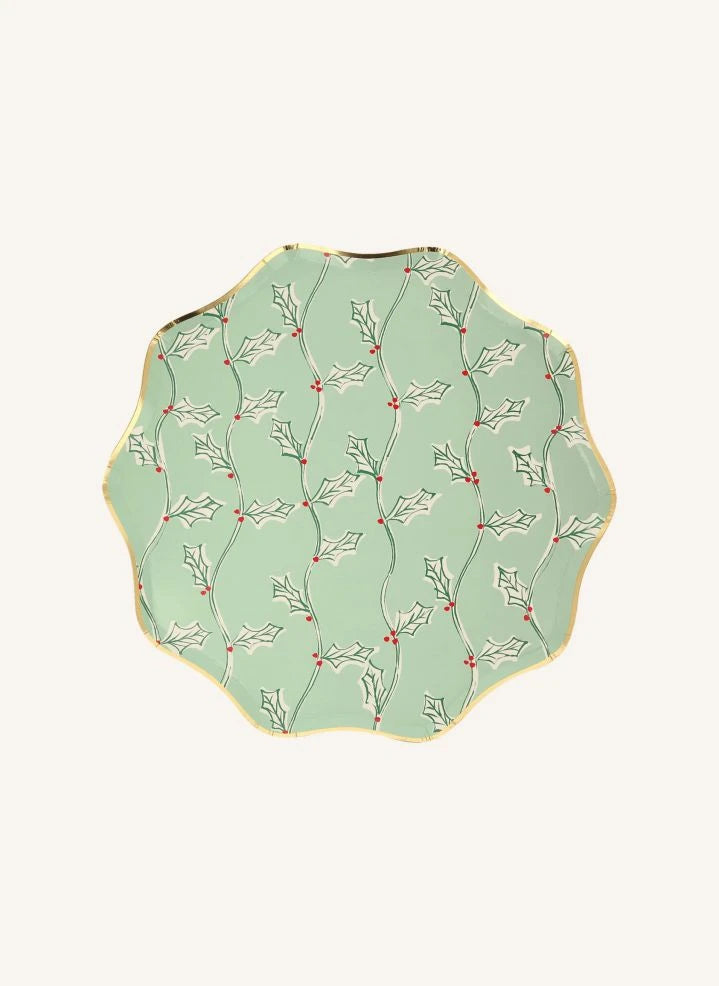 Meri Meri - Block Print desenli büyük Noel tabakları - 8'li set