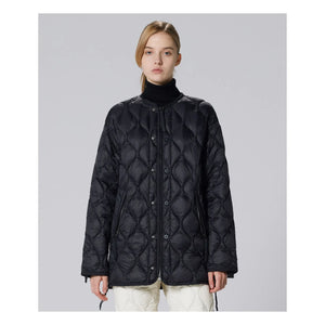 Taion - Unisex Lange Militär-Steppjacke | Schwarz