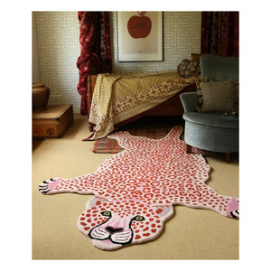 Doing Goods - Pembe Yün Leopar Desenli Halı | Pembe