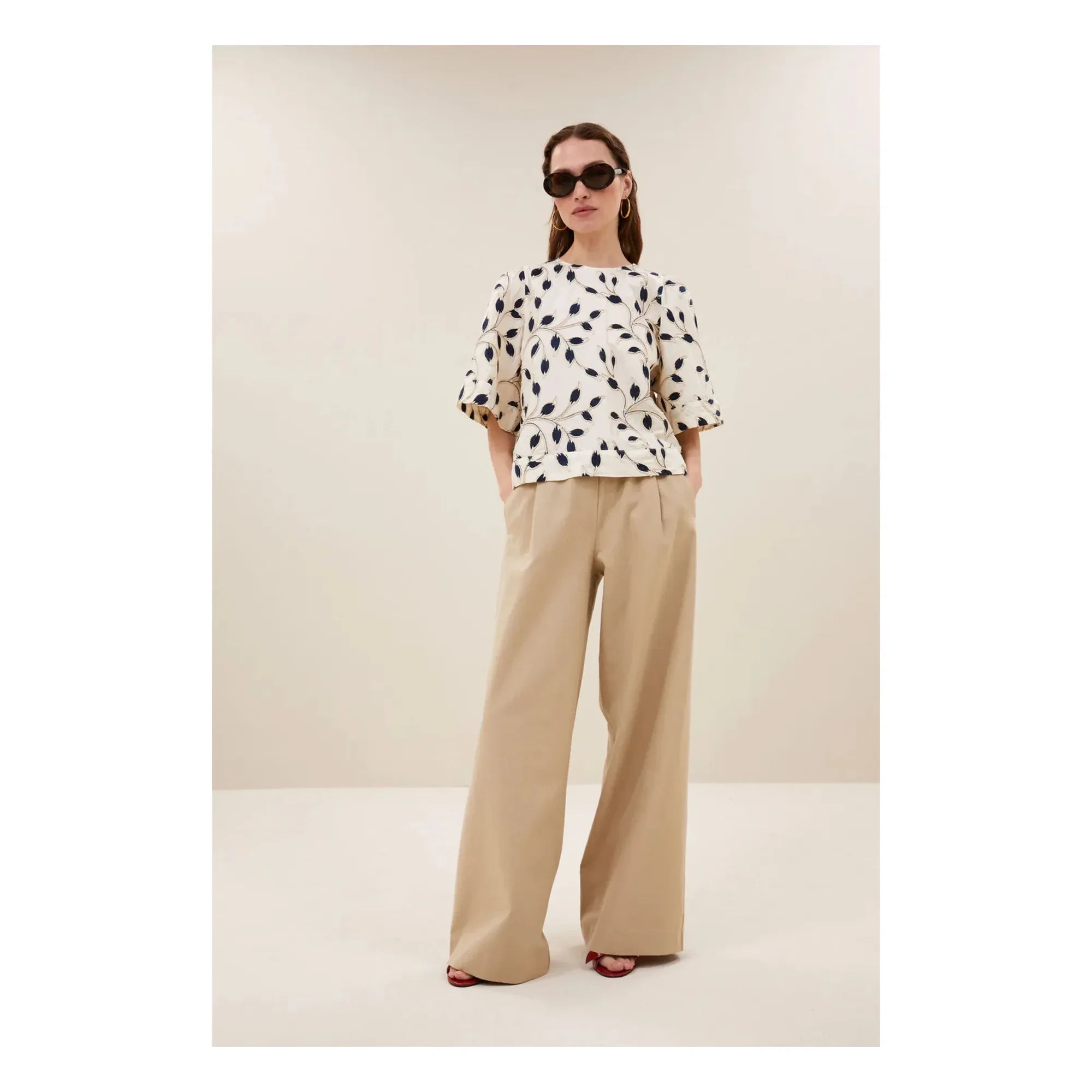By Bar - Olivia Cotton Botanik Bluz | Gece mavisi