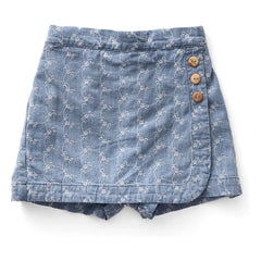 Soor Ploom - Zeytin Rengi Denim Mini Etek | Mavi