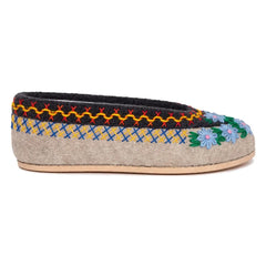 Folkloore - Pantuflas de Lana con Estampado Floral - Colección para Mujer | Crema