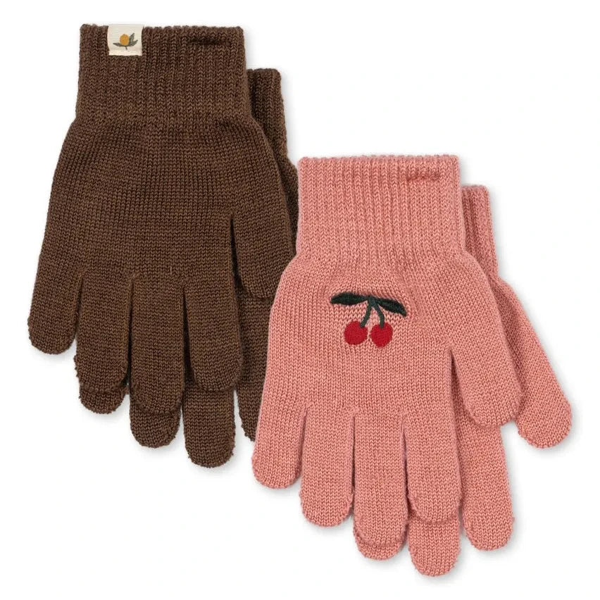 Konges Sløjd - 2 Paar Filla Cherry Wollhandschuhe | Rosa
