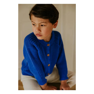 Yuki - Organik Pamuk Raglan Hırka | Elektrik mavisi