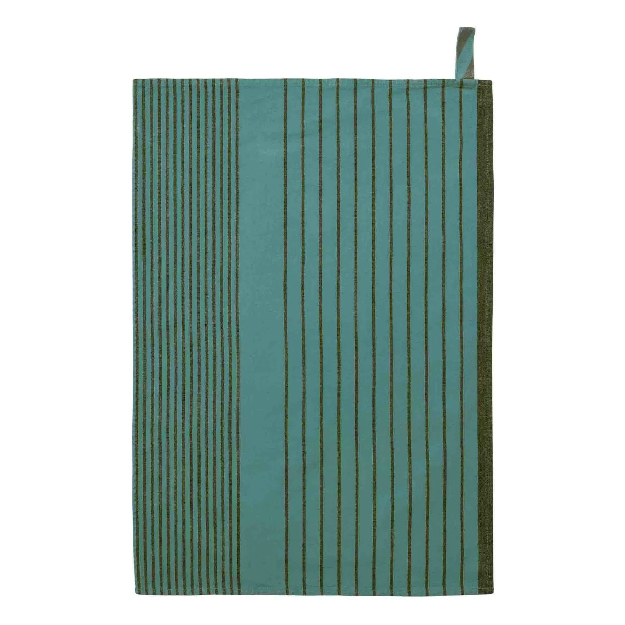 La cerise sur le gâteau - Piero Organic Cotton Striped Kitchen Towel | Forest Green