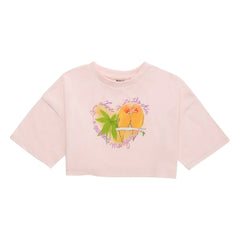 Maison Mangostan - Birds Crop T-shirt | Soluk Pembe