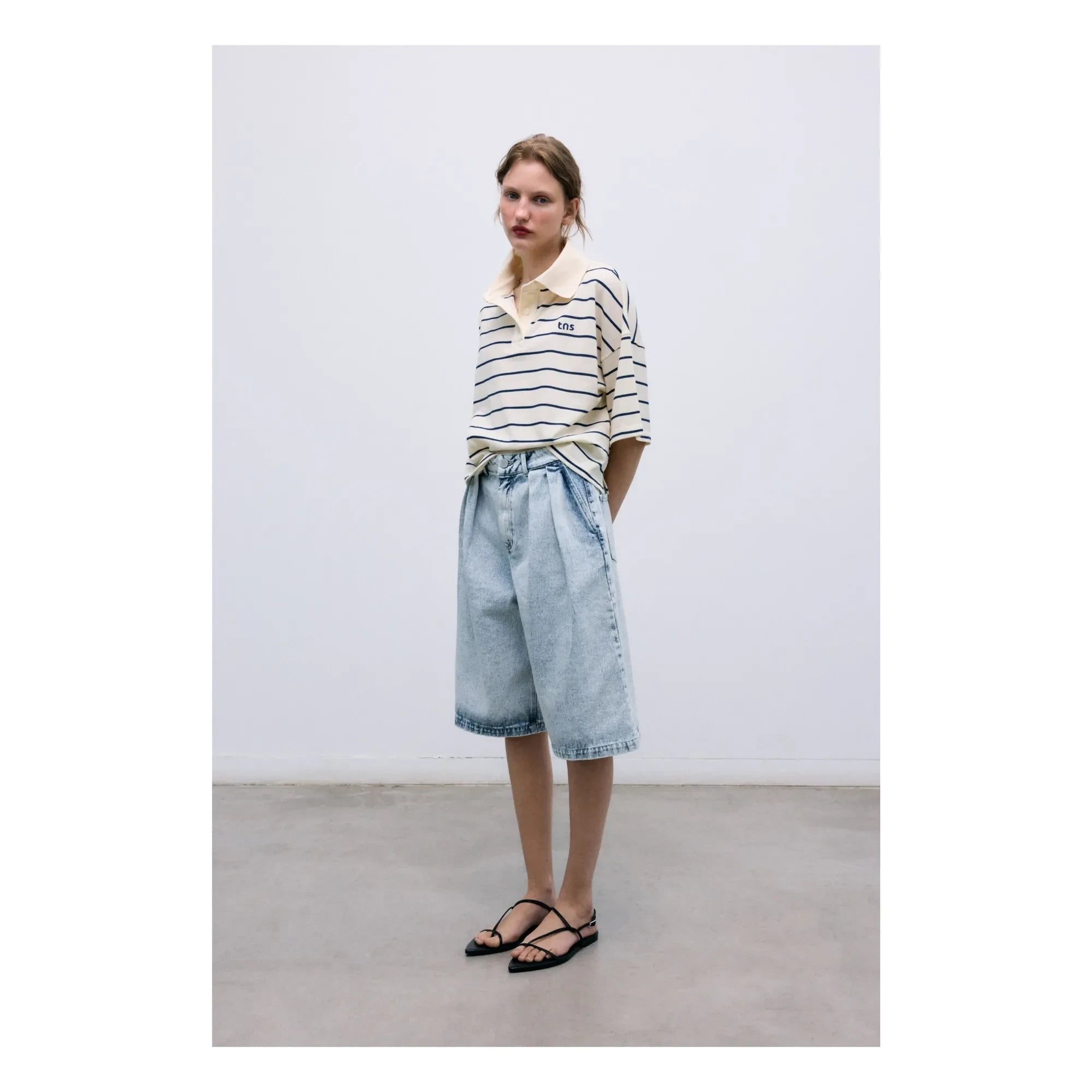 the new society - Pamuklu Bermuda şort | Denim mavisi