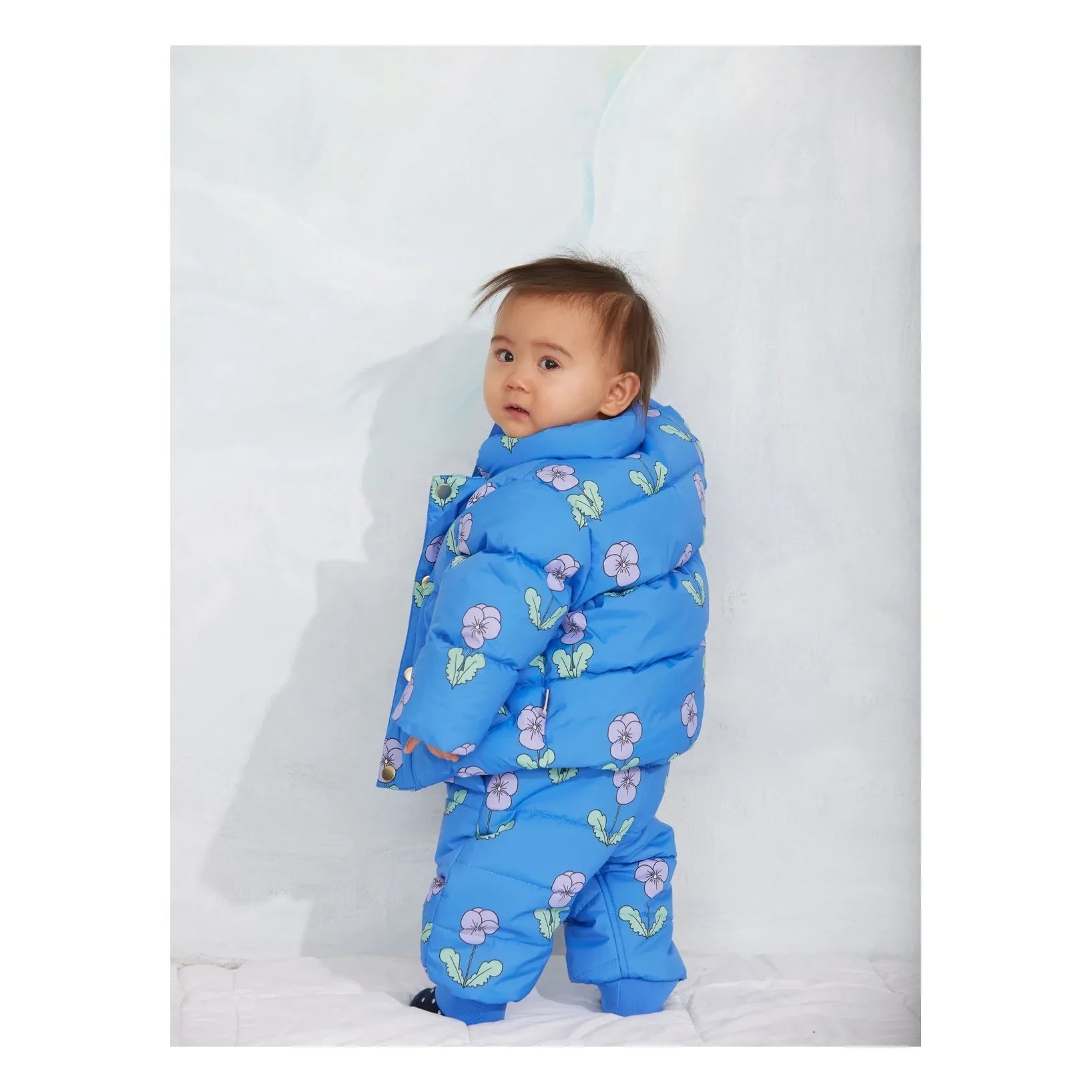 Mini Rodini - Geri Dönüştürülmüş Elyaf Çiçek Dolgulu Mont | Mavi
