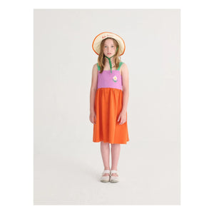 Bobo Choses - Color Block Organic Cotton Dress | Orange