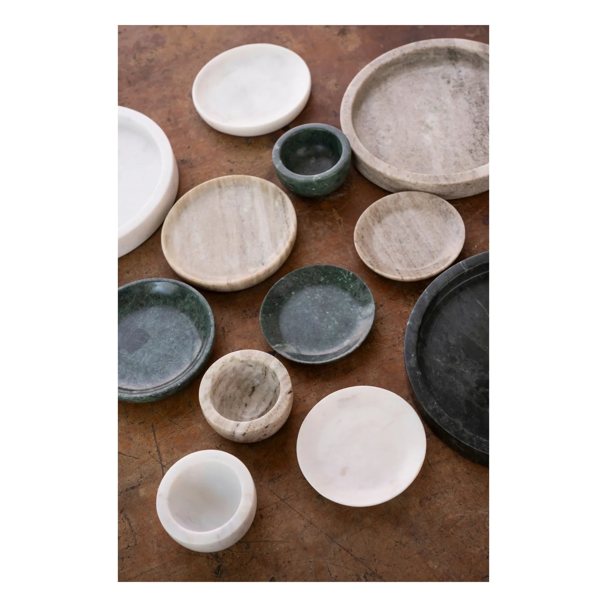 Madam Stoltz - Round Marble Tray | Green