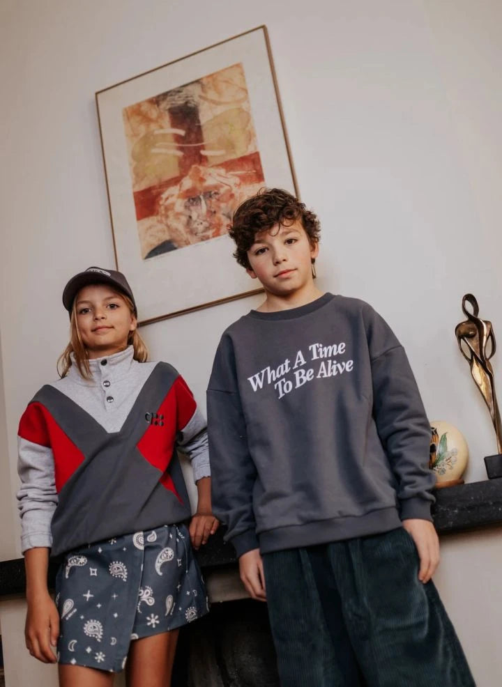Cos I Said So - "What A Time" سويتشيرت قطن عضوي بياقة دائرية | رمادي