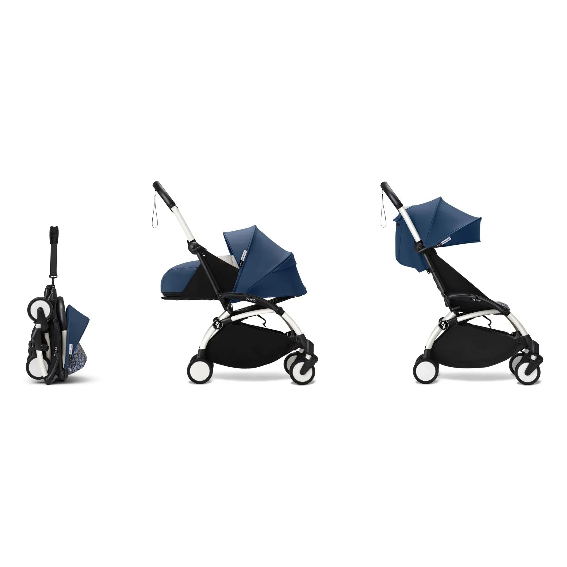 Stokke® - YOYO³ tam bebek arabası 0+ ve 6+ Beyaz çerçeve | Air France Mavisi