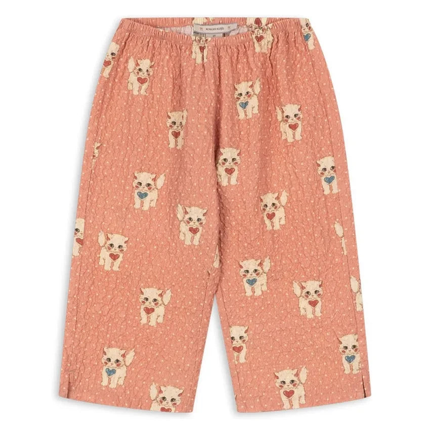 Konges Sløjd - Elin Cats Seersucker Pantalones de Algodón Orgánico | Rosa