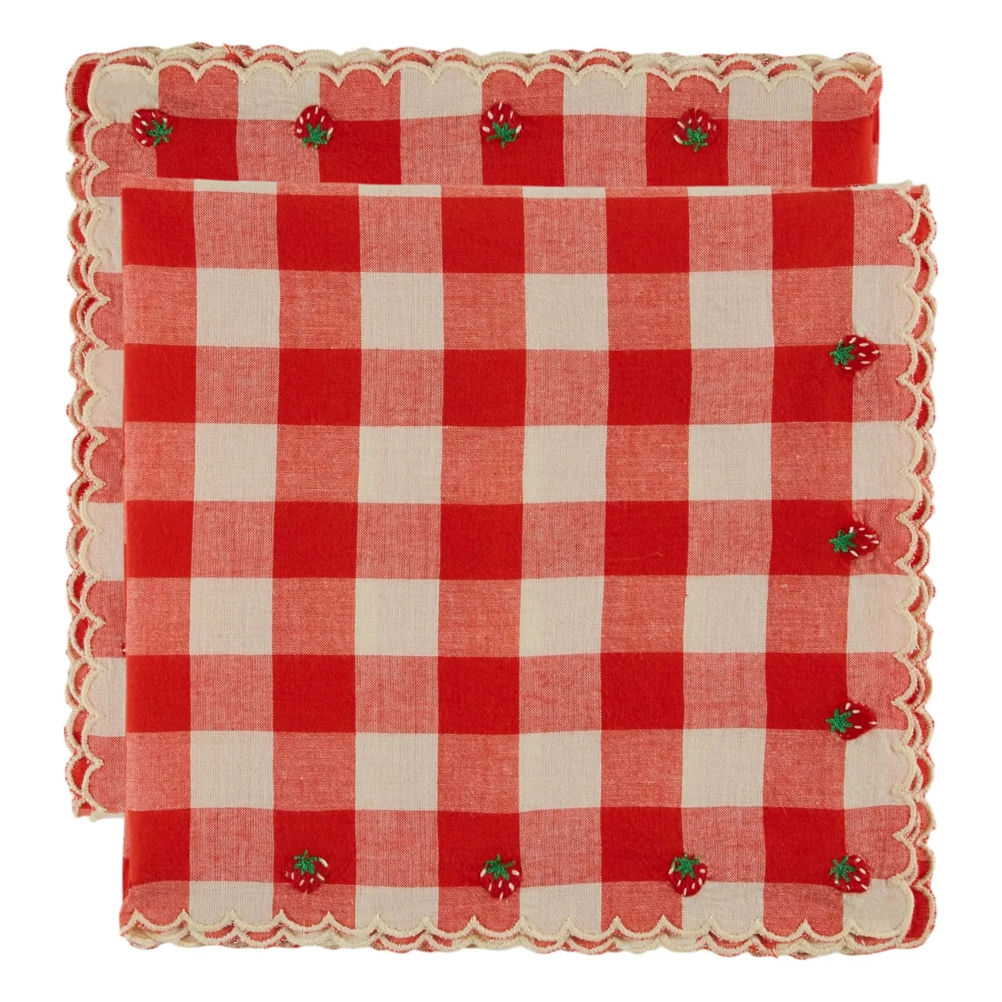 Emile et Ida - Embroidered napkin | Red