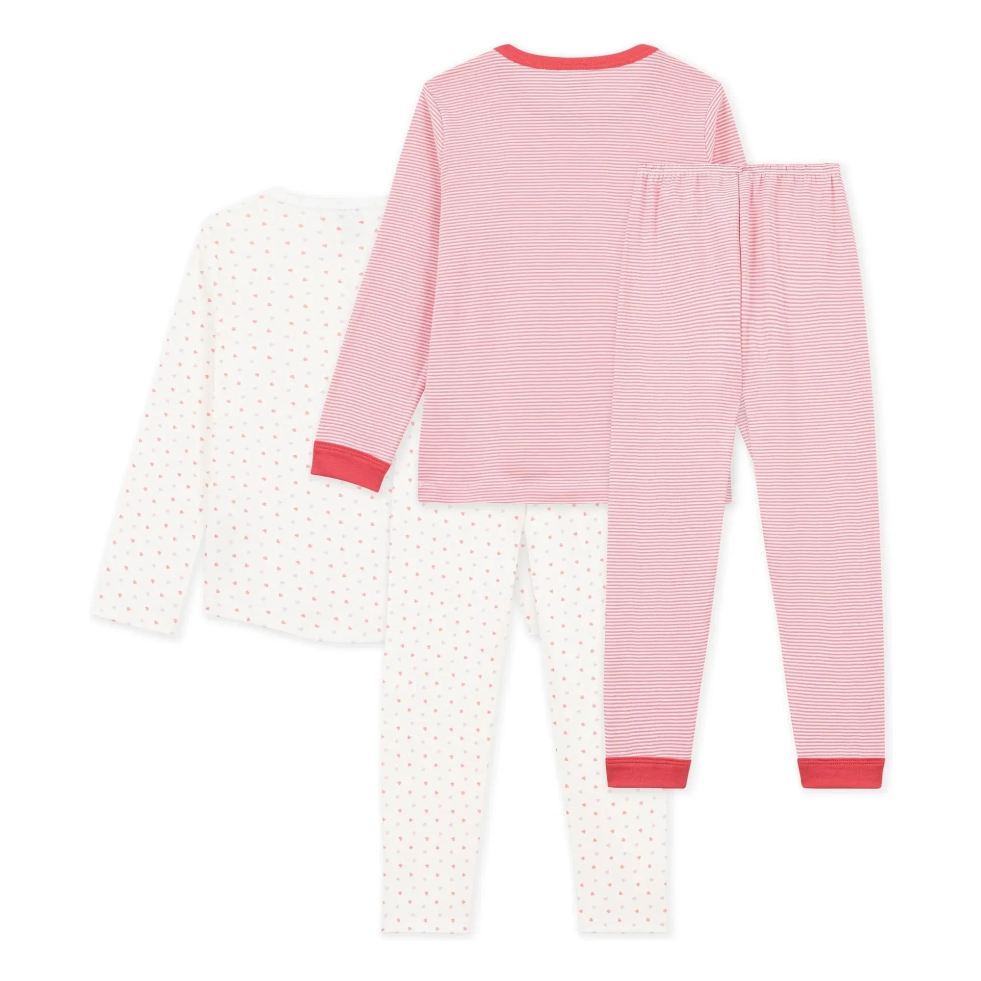 Petit Bateau - Conjunto de pijama de 2 piezas Corazón | Rosa