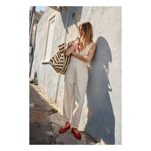 Rose in April - Elisa çizgili tote çanta | Zeytin