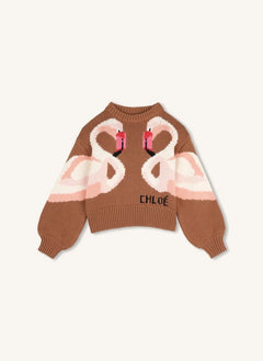 Chloé - Maglione in cotone biologico Flamants Roses | Caramello
