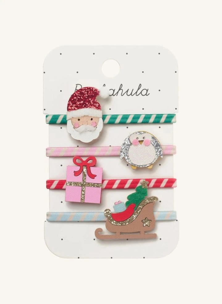 Rockahula Kids - 4'lü Noel Baba Scrunchie Seti | Kırmızı