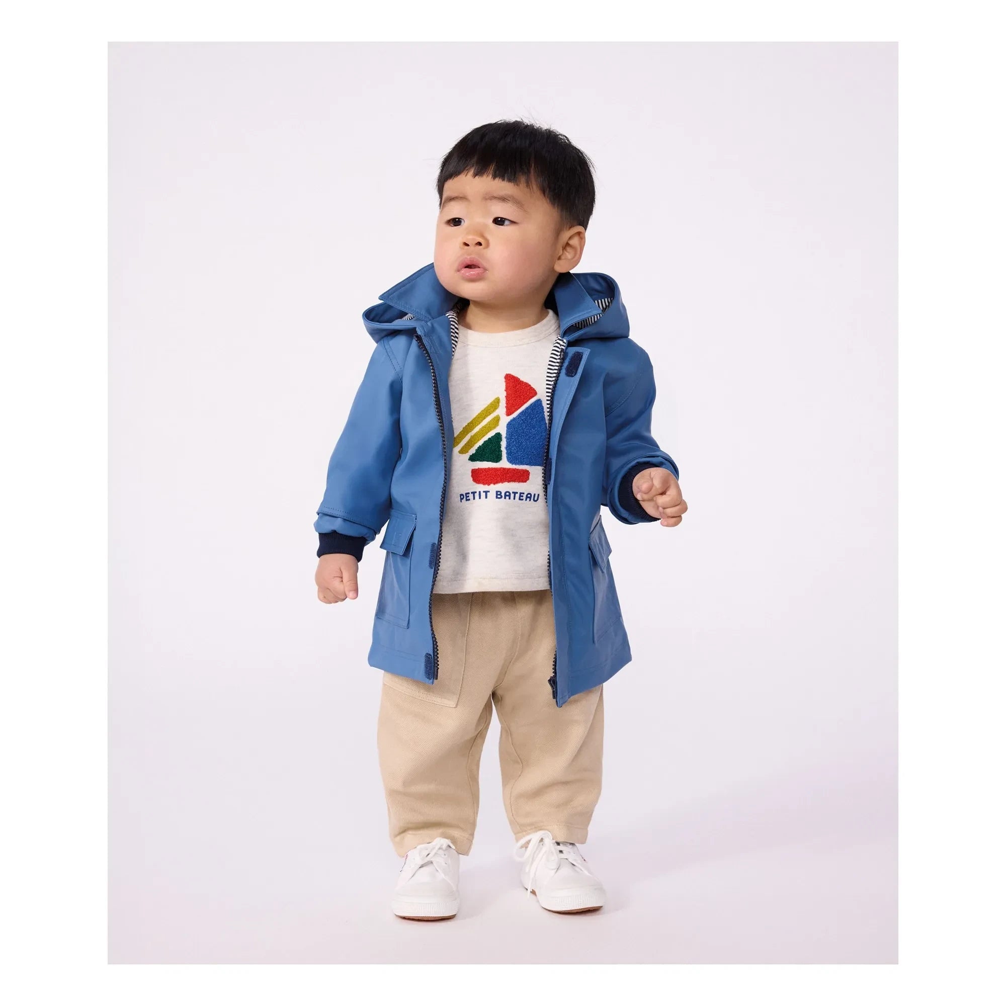 Petit Bateau - Chubasquero icónico de bebé | Azul