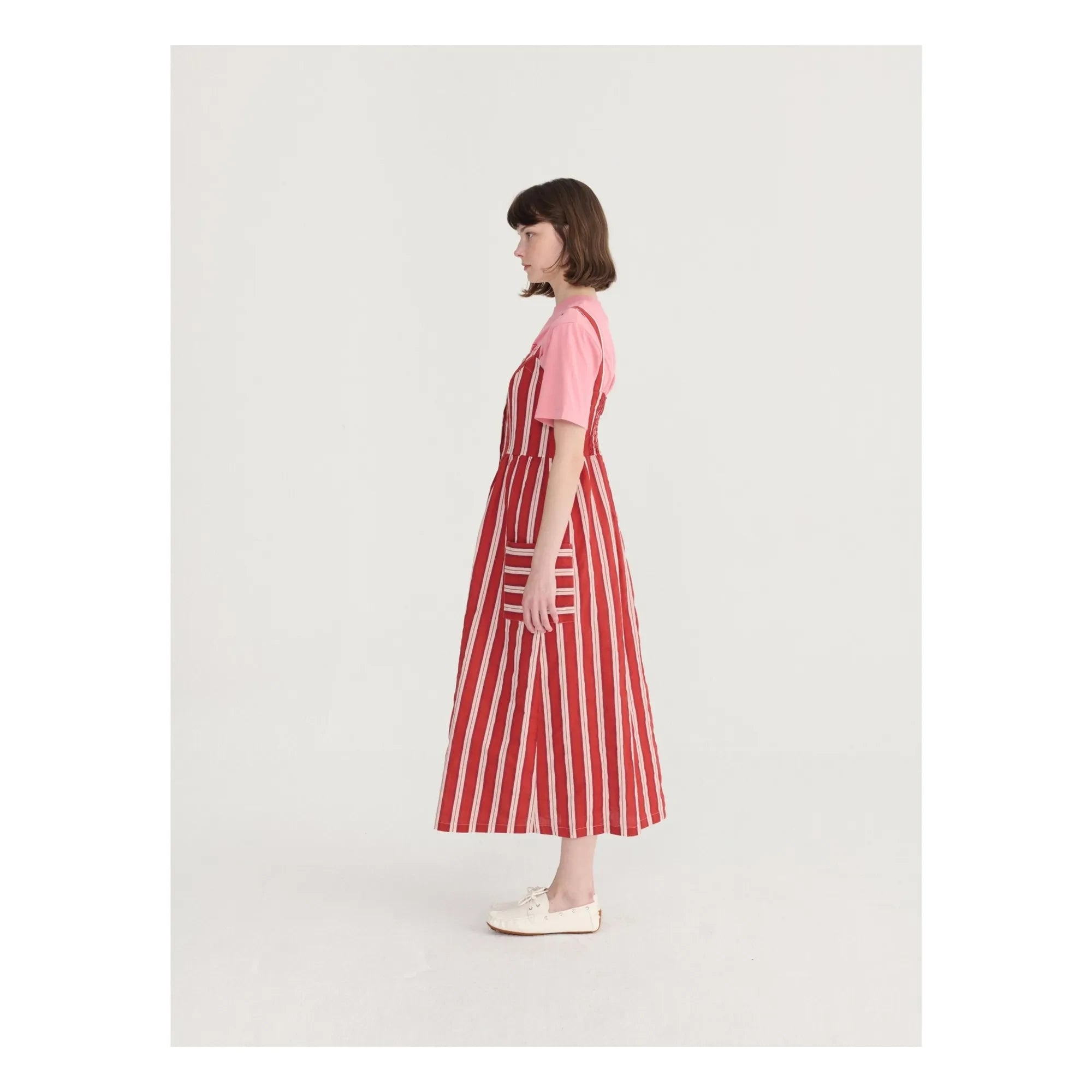 Bobo Choses - Striped Spanish Sleeve Dress Organic Cotton | Brick Red